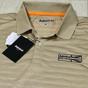 新品★アドミラル ゴルフ Admiral Golf メッシュボーダー 吸水速乾 半袖ポロシャツ★ベージュ★サイズLL★送料185円の画像1