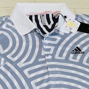  new goods * Adidas Golf . what . pattern graphic . sweat speed . polo-shirt with short sleeves *BK* size L* postage 185 jpy 