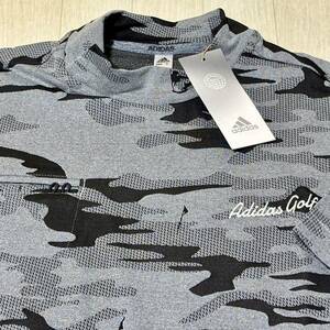  new goods * Adidas Golf camouflage -ju print . sweat speed . short sleeves mok neck shirt / gray / size XL/ postage 185 jpy 