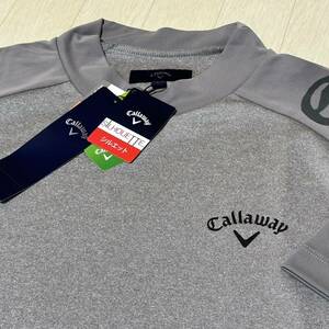  new goods * Callaway Golf left shoulder Logo . sweat speed . short sleeves mok neck shirt / gray / size L/ postage 185 jpy 