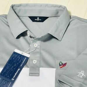 新品★マンシングウェア Munsingwear ゴルフウェア 切り替えデザイン 吸汗速乾 半袖ポロシャツ★日本製★グレー★サイズLL★送料185円の画像1