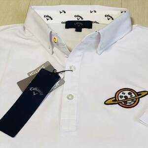  new goods * Callaway Golf TOY STORY collaboration the back side big motif design stretch short sleeves button down shirt / white / size LL/ postage 185 jpy 