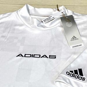  новый товар * Adidas Golf графика embo Sprint . пот скорость . короткий рукав mok шея рубашка / белый / размер L/ стоимость доставки 185 иен 