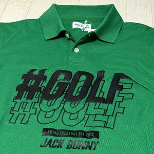 新品★PEARLY GATES パーリーゲイツ Jack Bunny!! フロント#GOLFデザイン 吸水速乾 半袖ポロシャツ★グリーン★サイズ4(M)★送料185円