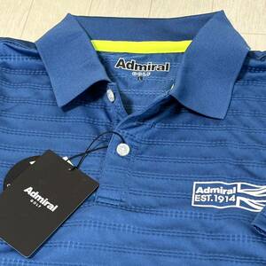 新品★アドミラル ゴルフ Admiral Golf メッシュボーダー 吸水速乾 半袖ポロシャツ★ネイビー★サイズL★送料185円