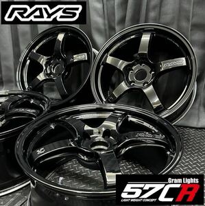 RAYS gramLIGHTS 57CR 18インチ 8.5J +37 5H 114.3 4本 №B240412-B3 クラウン*WRX STI*インプ*フェアレディZ*GT-R/Z33Z34R34GDB/ホイール