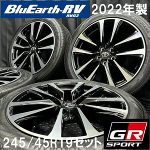 22年製★ハリアー GRスポーツ純正ホイール&ヨコハマ BluEarth RV03 245/45R19 4本 B240403-B1 アルファード ヴェルファイア/トヨタ19インチ