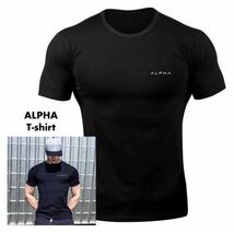 【M-size】ALPHA II Tシャツ ブラック/筋トレ/スポーツ/wear/メンズ/ゴールド/ダンベル/ジム/トレーニング/gym/タンクトップ/shark/HMB_画像1