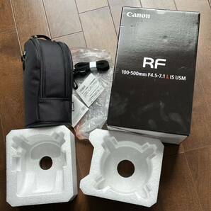 キャノン CANON RF100-500mm F4.5-7.1 L IS USM 元箱　マニュアル　レンズケース 、ストラップ、未記入保証書、レンズ無し