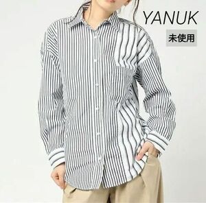 未使用￥2万【YANUK/ヤヌーク】日本製ストライプシャツ 綿100％ 個性派