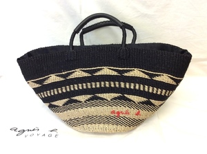  beautiful goods [ Agnes B boya-ju basket bag Logo natural ]48x25.*agnes.b VOYAGE* resort /ba can s