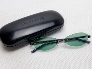 A231 美品 GUCCI グッチ サングラス メガネ 眼鏡 レディース メンズ グリーン系 度入り GG-9537J