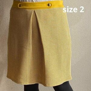 アンタイトル　スカート ひざ丈　昭和レトロ　ビンテージ　チェック　黄色　サイズ2