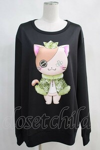 NieR Clothing / プリント長袖CUTSEW 黒 H-24-03-25-1052-PU-TO-KB-ZH