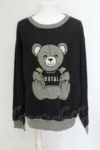 JOY RICH / ROYAL BEAR ニットプルオーバー XL ブラックｘグレー O-24-03-26-046-PU-TO-YM-OS