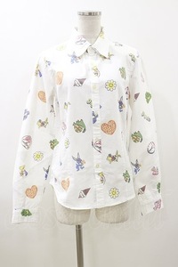 HYSTERIC GLAMOUR / FANCY EMBLEM pattern compact shirt white H-24-04-01-1058-PU-BL-KB-ZH