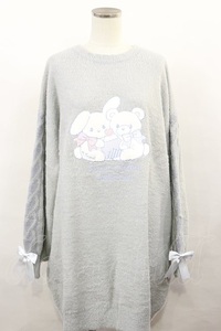 Amavel / Secret Animalニットワンピース Free サックス H-24-04-05-046-CA-OP-NS-ZH