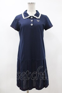 Emily Temple cute / Heart Logo embroidery Polo One-piece navy H-24-04-09-1046-ET-OP-KB-ZH