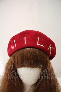 MILK / HAT ロゴ刺繍ベレー 赤 I-24-04-11-062-ML-AC-HD-ZI