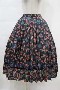 Jane Marple Dans Le Saｌon / Flowers of Jouy double accordion skirt ネイビー H-24-02-09-1030-JM-SK-KB-ZT0414H