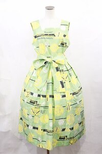 Jane Marple / Jolies broderies square dress citron green H-24-04-17-017-JM-OP-KB-ZH