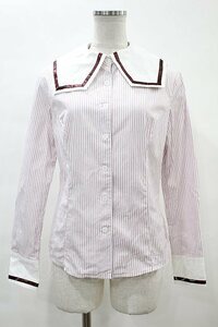 Emily Temple cute / sailor color stripe blouse off base × sax × dark red H-24-04-19-064-ET-BL-KB-ZH