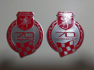  Fiat abarth ABARTH 3D thin type aluminium type 70 anniversary memorial badge 2 pieces set body color : red 