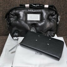 メゾンマルジェラ Maison Margiela グラムスラム クロスボディバッグ 4ステッチ グレインレザー 長財布 ブラック 2点セット 未使用品_画像1