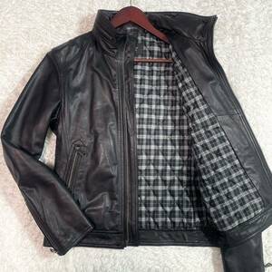 BURBERRY BLACK LABEL[ превосходный товар 2WAY кожа ягненка ] Burberry Black Label байкерская куртка M чёрный черный стеганое полотно noba проверка 