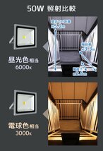 【電球色】LED投光器 50w 作業灯 3000K 広角 アルミ合金 500w相当 AC100V 200V対応 看板灯 照明ライト PSE取得済_画像8