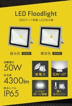 【電球色/2個セット】LED投光器 50w 作業灯 3000K 広角 アルミ合金 500w相当 AC100V 200V対応 看板灯 照明ライト PSE取得済_画像2