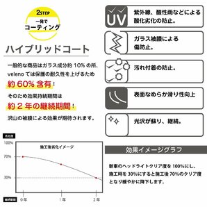 日本製VELENOコート ヘッドライトクリーナー 黄ばみ 曇り 取り 除去 レンズ磨き2液 で クリア持続 ガラスコーティング ヘッドライト研磨剤の画像5