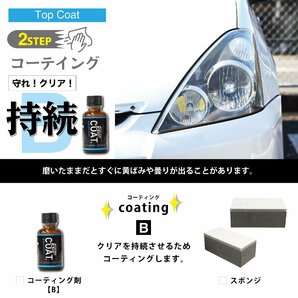 日本製VELENOコート ヘッドライトクリーナー 黄ばみ 曇り 取り 除去 レンズ磨き2液 で クリア持続 ガラスコーティング ヘッドライト研磨剤の画像8