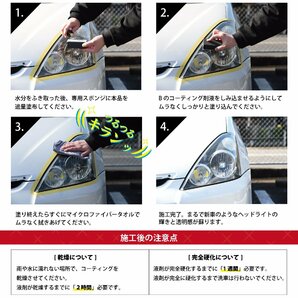 日本製VELENOコート ヘッドライトクリーナー 黄ばみ 曇り 取り 除去 レンズ磨き2液 で クリア持続 ガラスコーティング ヘッドライト研磨剤の画像9