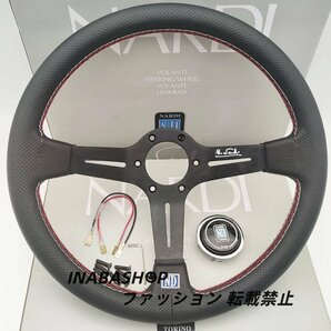 ★レザーステアリング スポーツステアリングホイール ハンドル PVCレザー 350mm 14インチの画像1