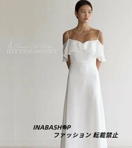 ワンピース ウェディングドレス キャミソールドレス スレンダーライン ロング 前撮り 後撮り 披露宴 結婚式 演奏会 発表会 海外挙式ドレス_画像2