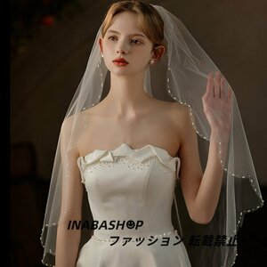 ベール ミドル ウェディング 結婚式 ベール 2層 コーム付き 金属コーム ウエディングベール Wedding Veil 髪飾り Veil