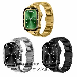 apple watch7/8 /9バンド ステンレス Apple Watch SE Apple Watch バンド apple watchS7/S8 567 一体型 交換用 44mm 45mm