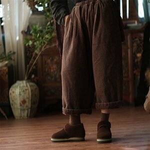 lgn 2139 パンツ ズボン ゆったり 綿入り 暖かい 綿100％コットン 楽ちん 落ち着く柄　濃い色