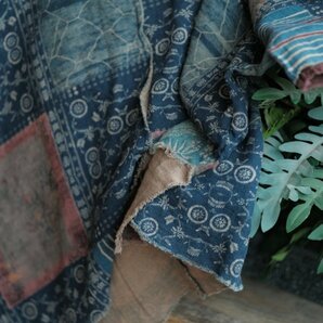 lgn 2053 チュニック Vネック 襤褸 アンティーク風 洋服ミックス ロマンファッション ポップ ゆったり綿100％ 花柄 ネイビーの画像5