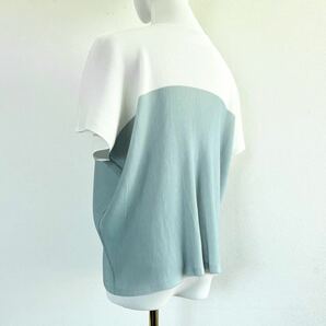 美品 サイズ3 プリーツプリーズ ミスト 半袖 Tシャツ カットソー バイカラー ホワイト ブルー イッセイミヤケ PLEATS PLEASE ISSEY MIYAKEの画像2