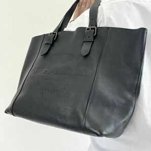 本体美品A4◯ コーチ COACH ハドソン トートバッグ ハンドバッグ メンズ ビジネス 肩掛け 大容量 書類かばん レザー 本革 黒 ブラック ロゴの画像1