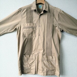 DOS CAROLINAS キューバシャツ グアヤベラ アメリカ製 USA製 チノクロス 長袖 プリーツ パッチポケット ボックスシャツ オープンカラー 