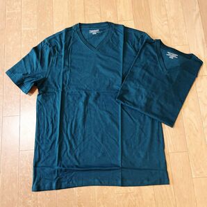 [Amazon Essentials] 2枚組 Tシャツ Vネック レギュラーフィット 半袖 メンズ　ダークグリーン　Mサイズ 