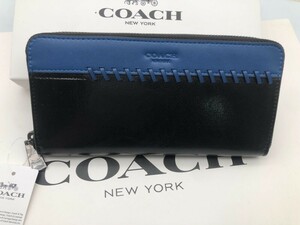 コーチ COACH 長財布 財布 ブラック ×ブルー スポーツ カーフ レザー 新品 未使用 贈り物L75209 r157