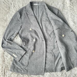 極美品【大人のお洒落】B:MING by BEAMS パイル生地 ストレッチ ダブル テーラードジャケット アンコン グレー ビームス Mサイズ相当