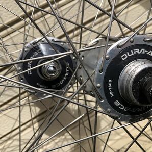 700cチューブラーピストホイール前後セット DURA-ACE7600ハブ WHITE INDUSTRIES フリーギア 17t 100/120mm 両切りの画像4