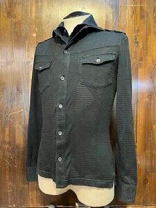 L203 メンズ シャツ A.S.M アトリエサブ 長袖 ブラック 黒 カットソー スリム タイト 細身 フェイクレイヤード / L 全国一律送料520円