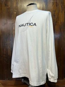 L210 メンズ Tシャツ NAUTICA ノーティカ ホワイト 白 ロングスリーブ 長袖 ロンT プリント アメカジ / L 全国一律送料520円 
