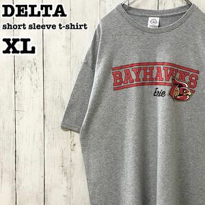 デルタ US アメリカ古着 BAY HAWKS チーム 両面プリント 半袖Tシャツ XL